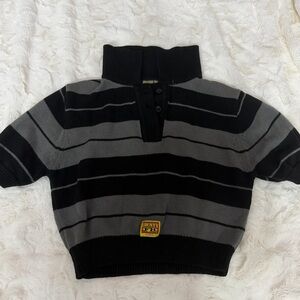 Striped Black and Gray Crop Top